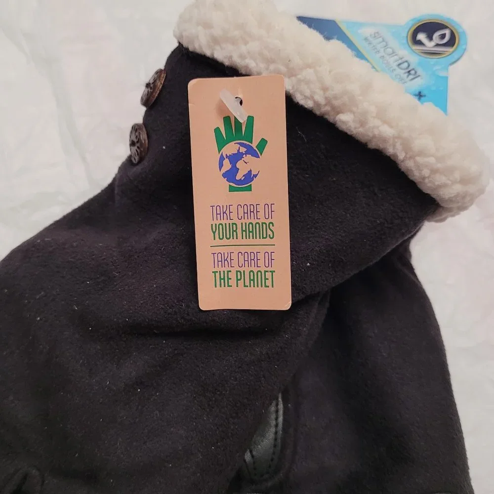 Isotoner Signature smartDRI Microsuede Touchscreen Gloves plush Black L XL New